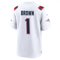 Yuxns NE.Patriots #1 A.J. Brown Player White Home Game Stitched Jerseys