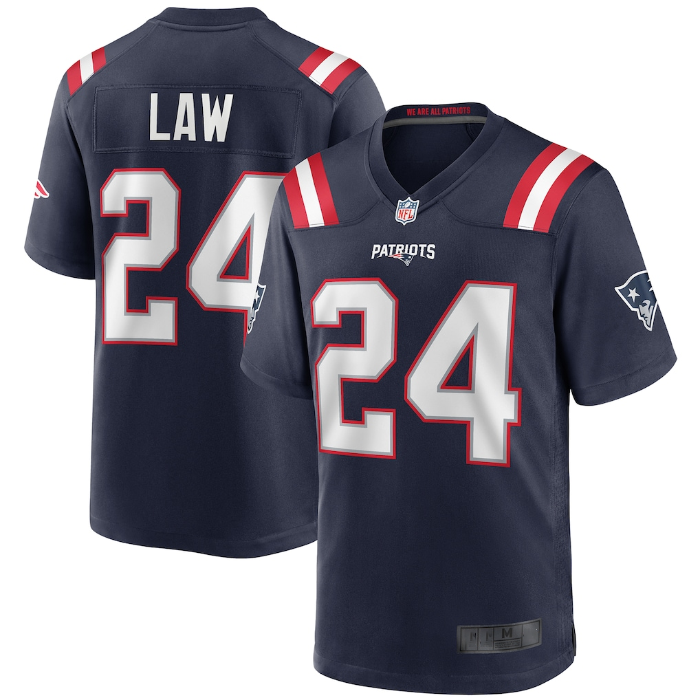Yuxns NE.Patriots #24  Ty Law Navy Game Retired Player Stitched Jerseys