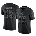 Yuxns NE.Patriots #25 Marcus Jones Player Black Reflective LImited Home Game Stitched Jerseys