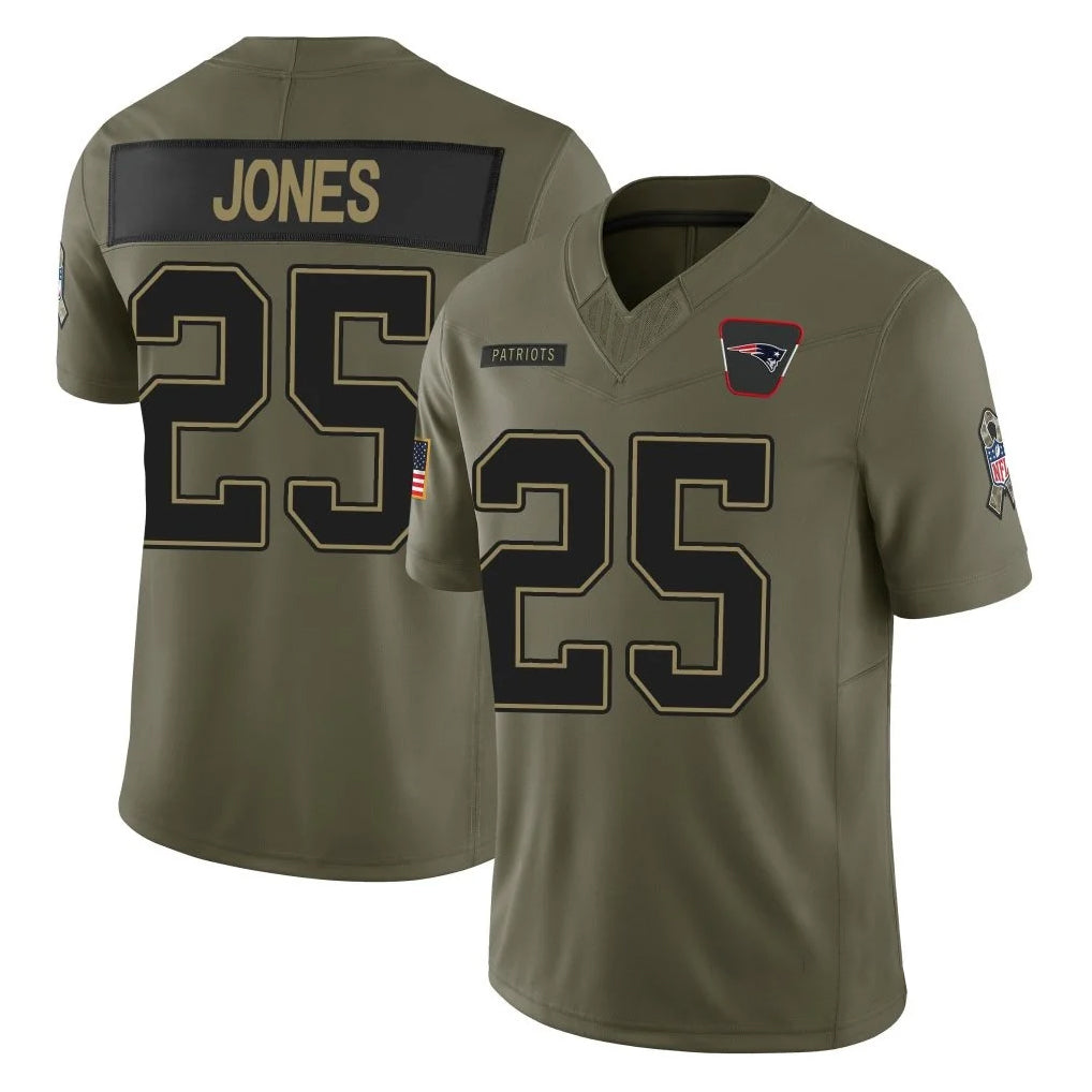 Yuxns NE.Patriots #25 Marcus Jones Player Olive Salute To Service Limited Stitched Jerseys