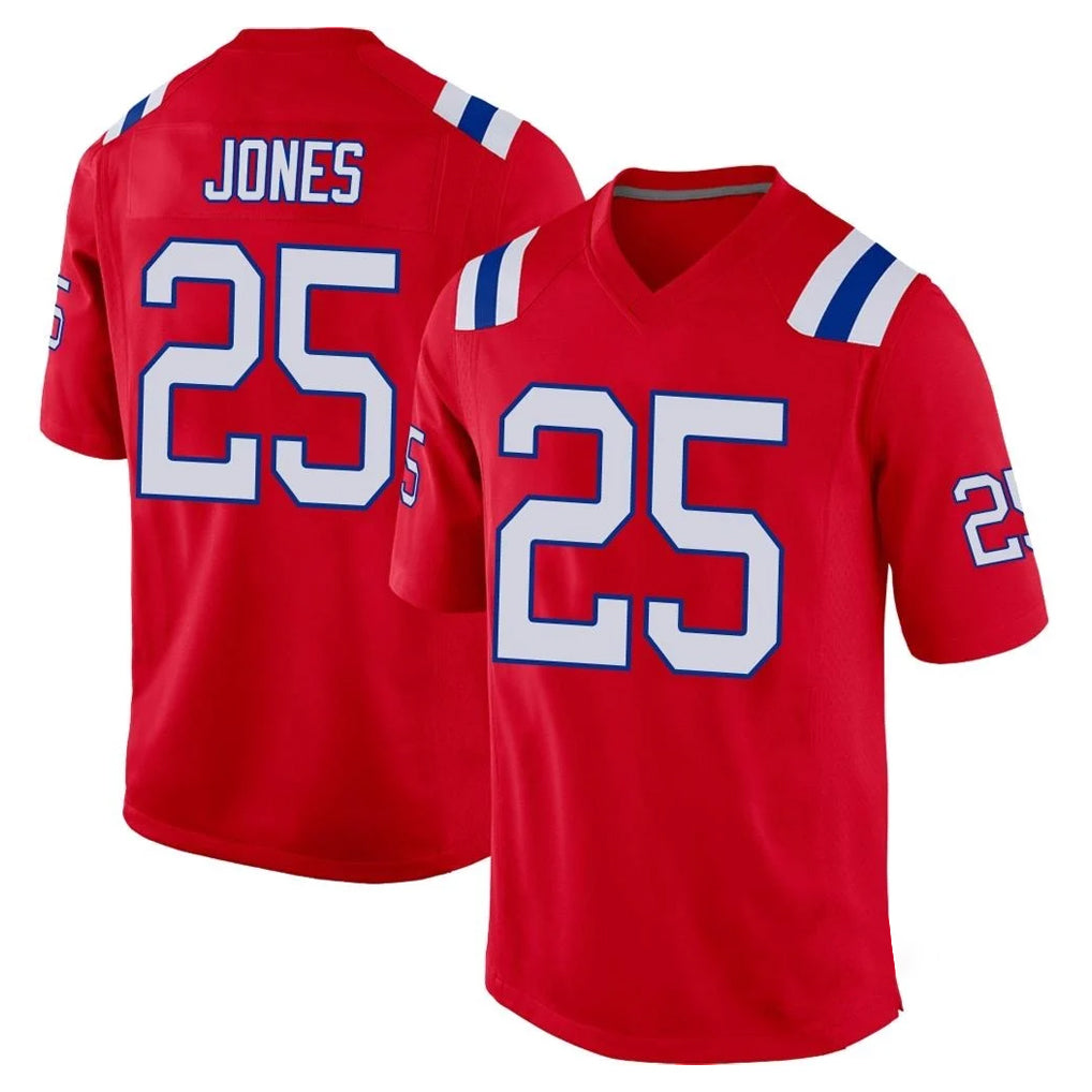 Yuxns NE.Patriots #25 Marcus Jones Player Red Home Game Stitched Jerseys