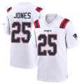 Yuxns NE.Patriots #25 Marcus Jones Player White Home Game Stitched Jerseys