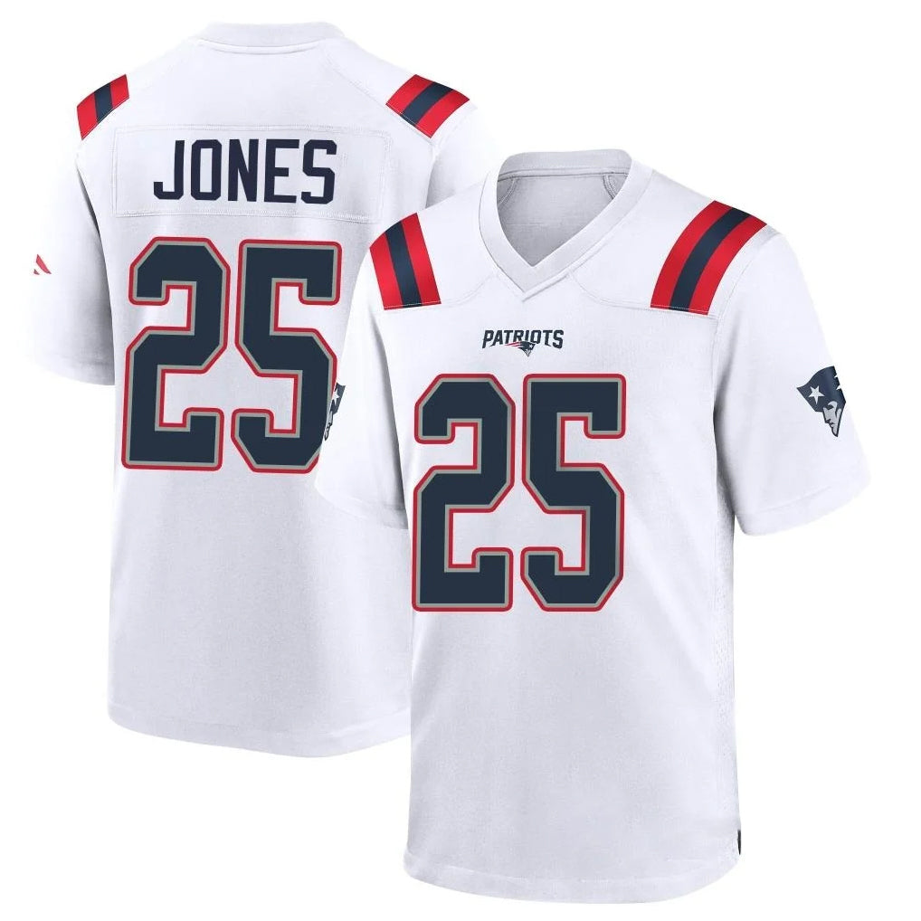 Yuxns NE.Patriots #25 Marcus Jones Player White Home Game Stitched Jerseys