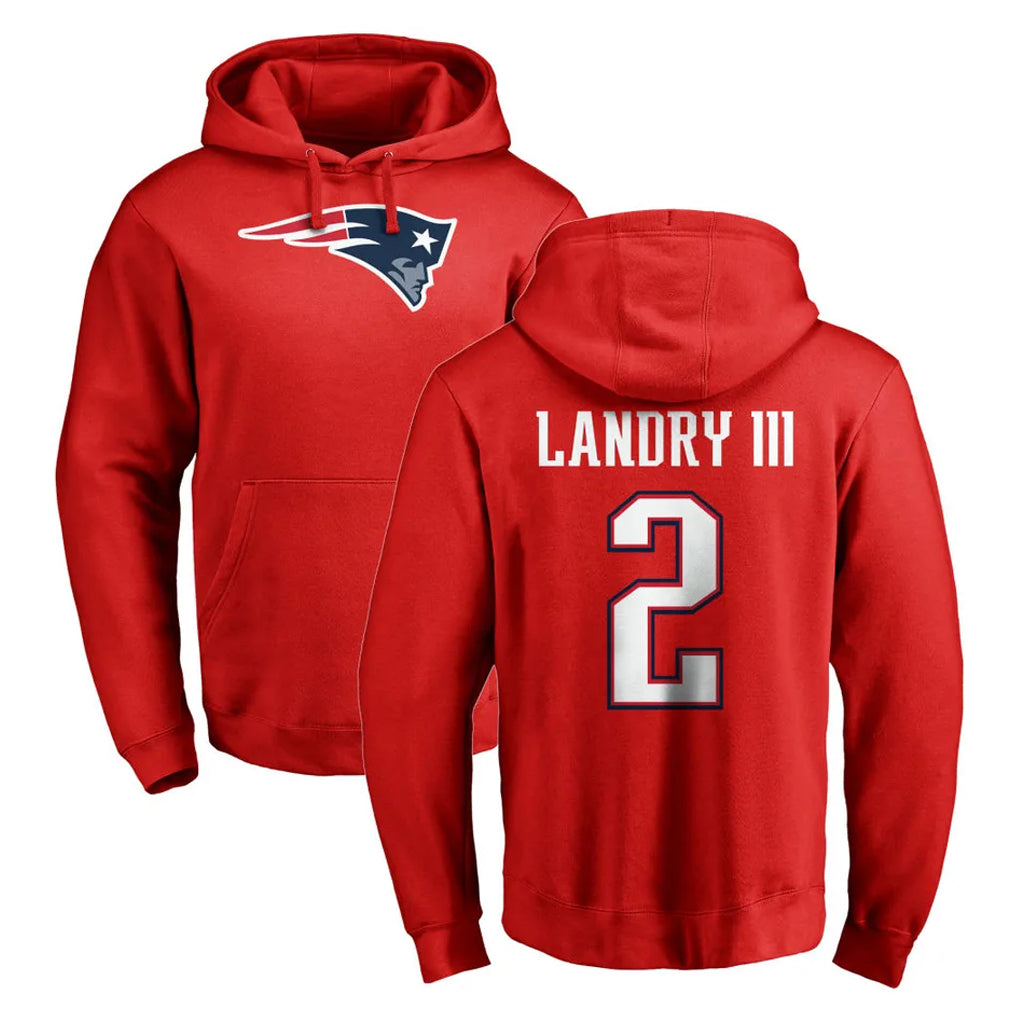 Yuxns NE.Patriots #2 Harold Landry III Player Red LOGO Pullover Hoodies Home Game Stitched Jerseys