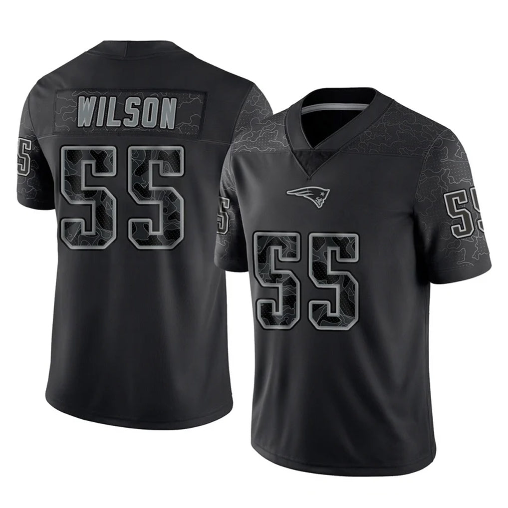 Yuxns NE.Patriots #55 Jared Wilson Player Black Reflective LImited Home Game Stitched Jerseys