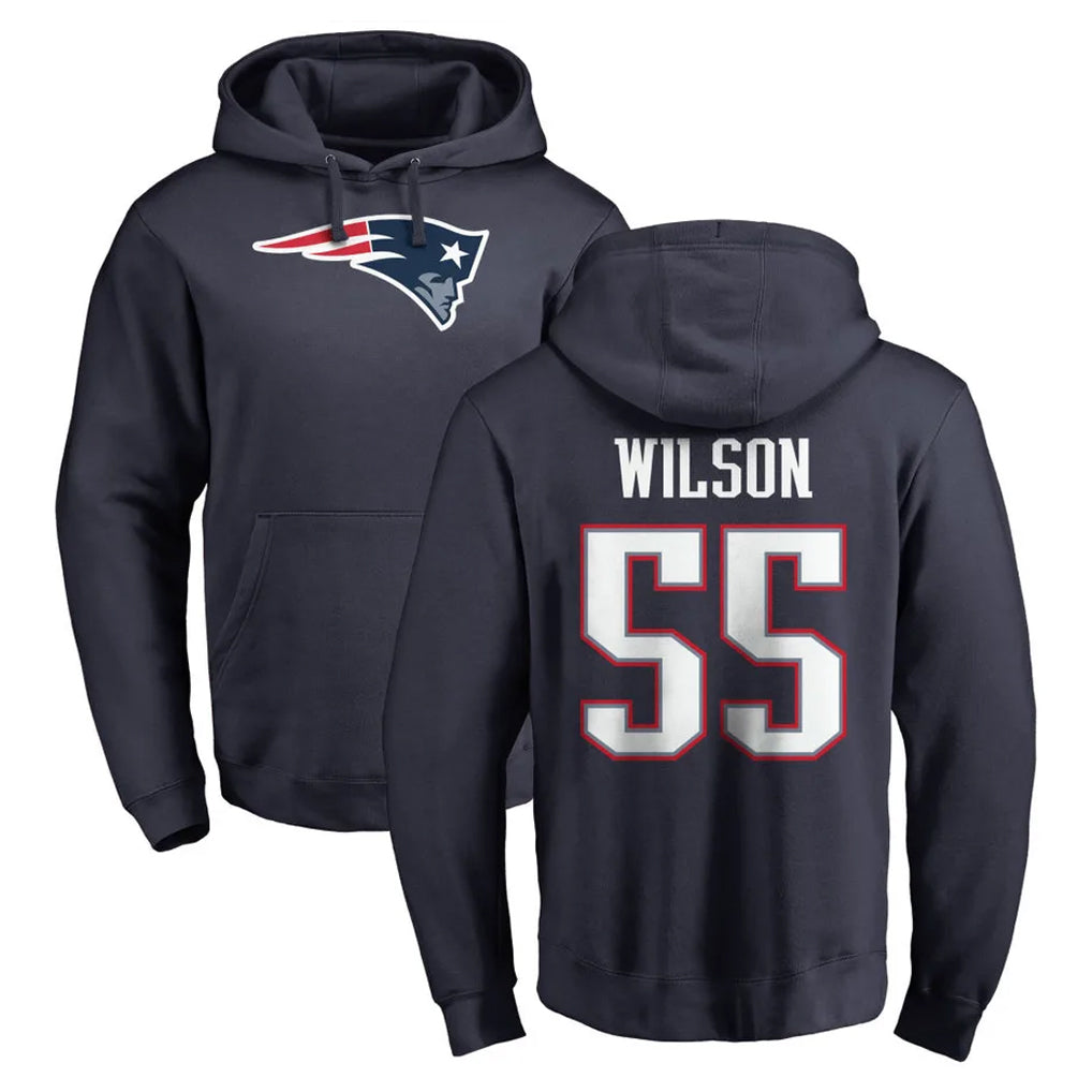 Yuxns NE.Patriots #55 Jared Wilson Player Navy LOGO Pullover Hoodies Home Game Stitched Jerseys
