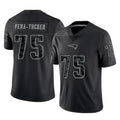 Yuxns NE.Patriots #75 Alijah Vera-Tucker Player Black Reflective LImited Home Game Stitched Jerseys