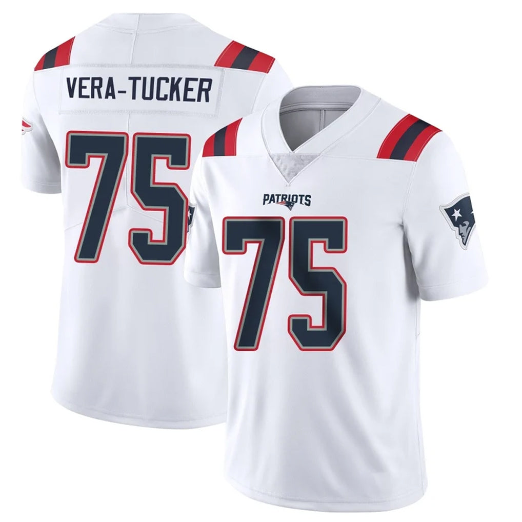 Yuxns NE.Patriots #75 Alijah Vera-Tucker Player White Vapor Untouchable Home Game Stitched Jerseys