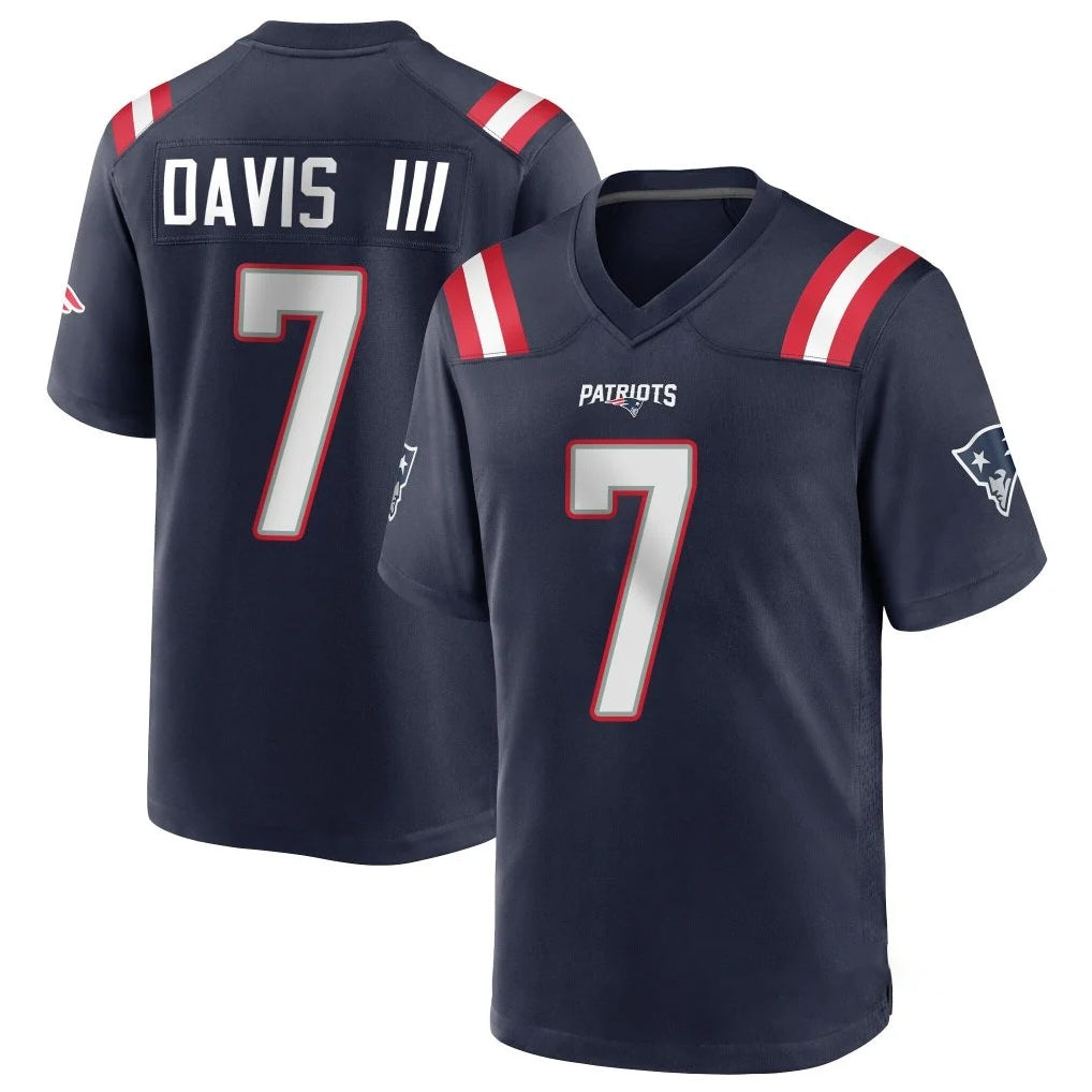 Yuxns NE.Patriots #7 Carlton Davis III Player Navy Home Game Stitched Jerseys