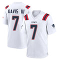 Yuxns NE.Patriots #7 Carlton Davis III Player White Home Game Stitched Jerseys