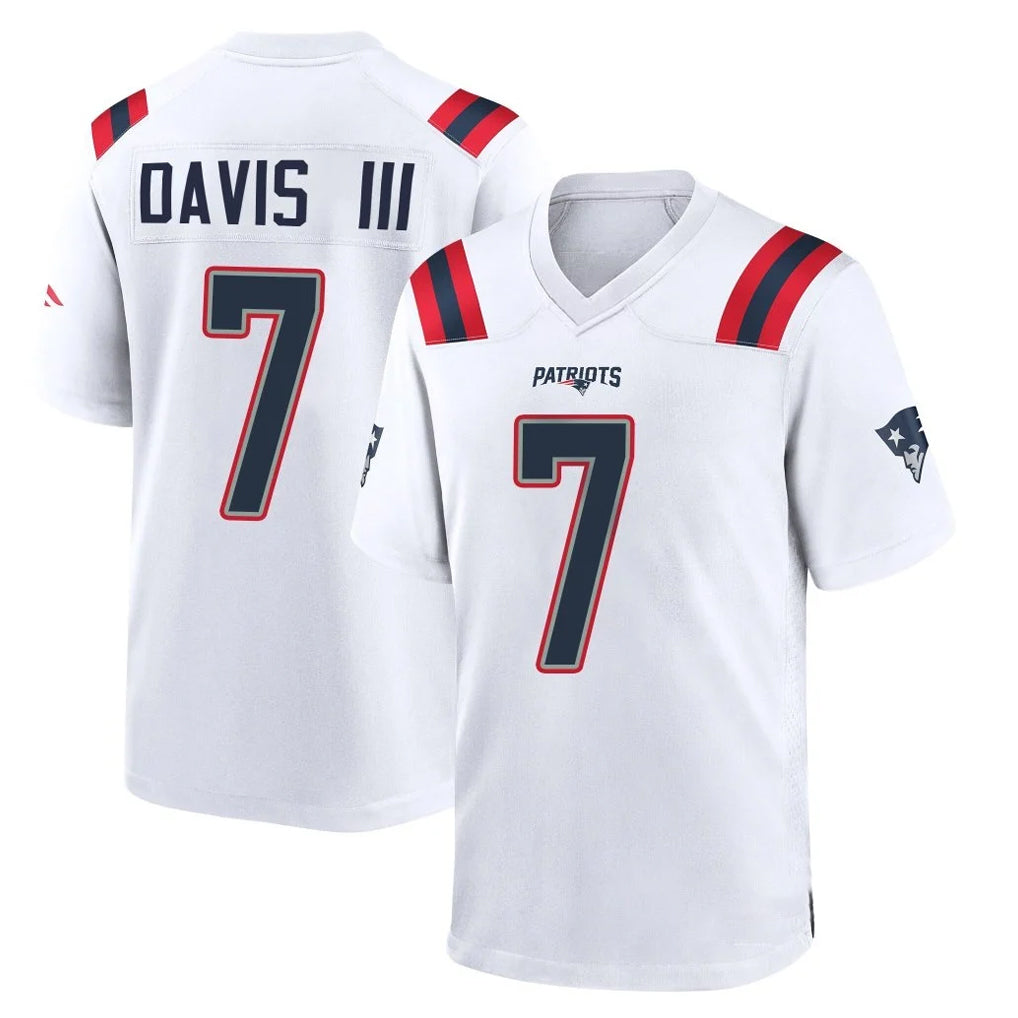 Yuxns NE.Patriots #7 Carlton Davis III Player White Home Game Stitched Jerseys