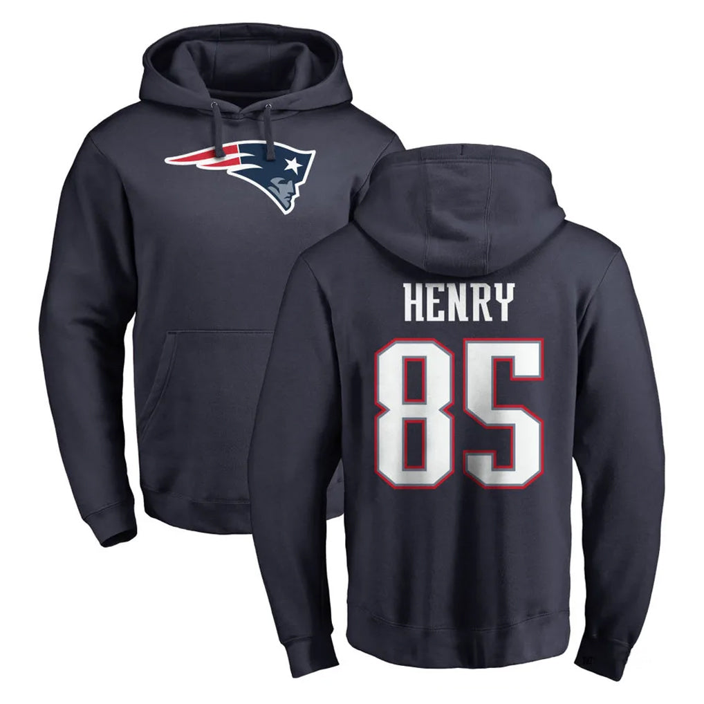 Yuxns NE.Patriots #85 Hunter Henry Player Navy LOGO Pullover Hoodies Home Game Stitched Jerseys