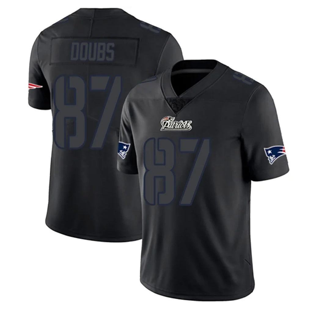 Yuxns NE.Patriots #87 Romeo Doubs Player Black Impact LImited Home Game Stitched Jerseys