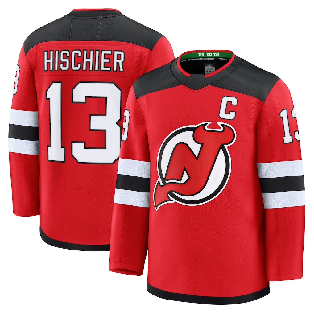 Yuxns NJ.Devils #13 Nico Hischier Red Home Premium Jerseys