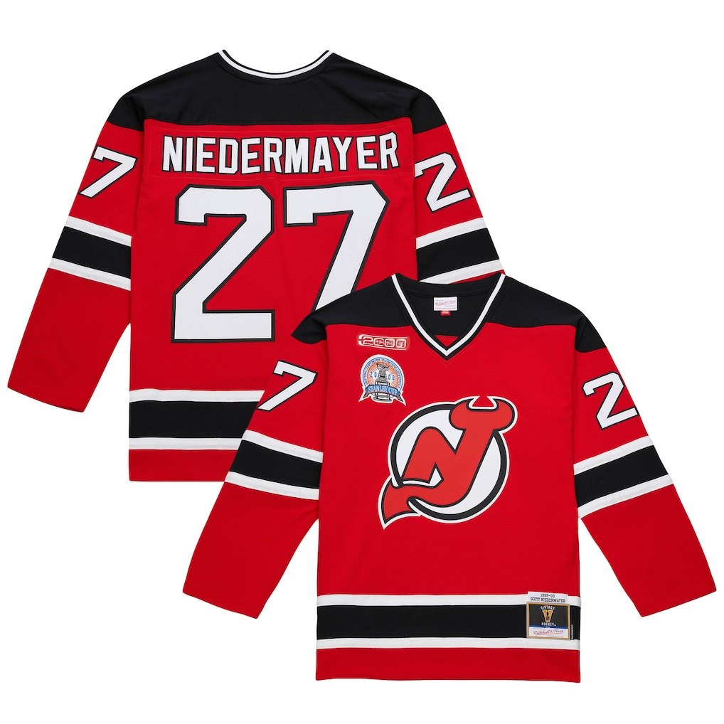 Yuxns NJ.Devils #27 Scott Niedermayer Mitchell & Ness Red Big & Tall 199900 Blue Line 2.0 Jerseys