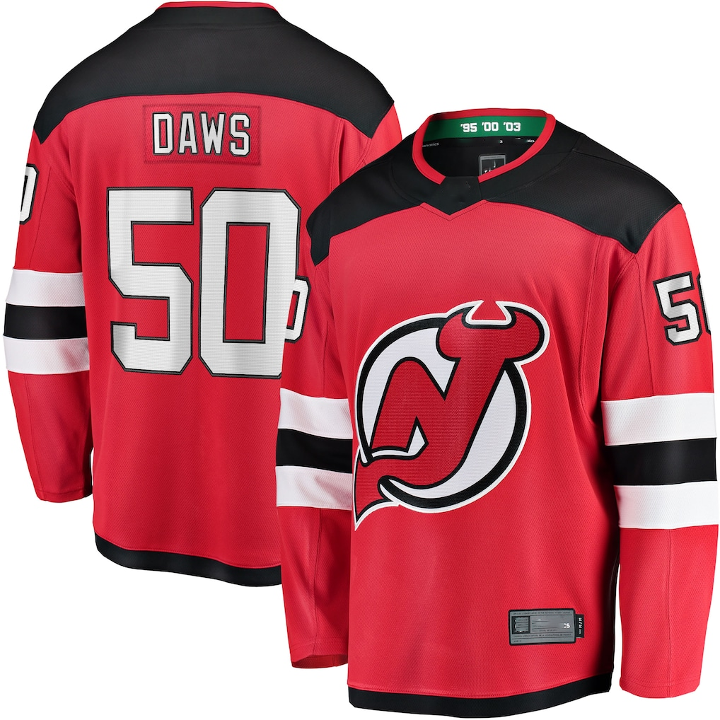Yuxns NJ.Devils #50 Nico Daws Red Home Breakaway Player Jerseys