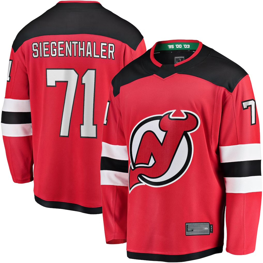 Yuxns NJ.Devils #71 Jonas Siegenthaler Red Home Breakaway Player Jerseys