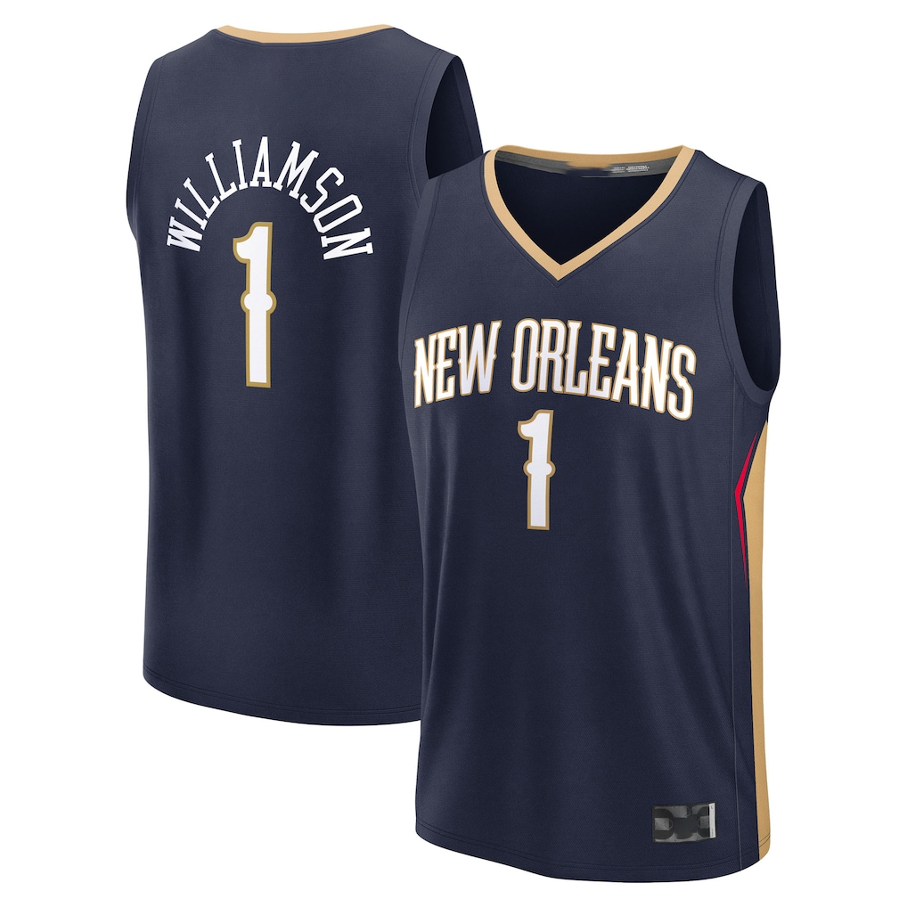 Yuxns NO.Pelicans #1 Zion Williamson Navy Fast Break Replica Player Stitched Jerseys- Icon Edition