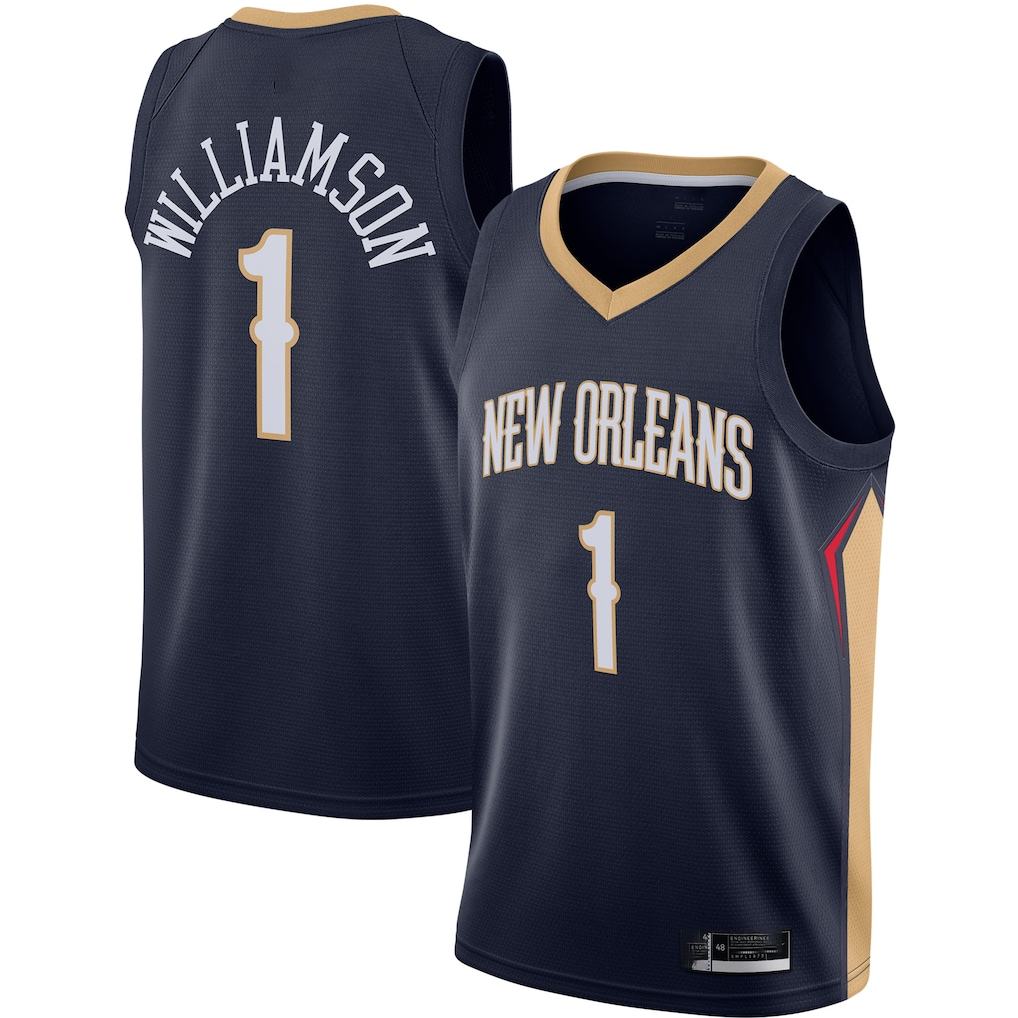 Yuxns NO.Pelicans #1 Zion Williamson Navy Swingman Stitched Jerseys- Icon Edition