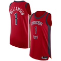 Yuxns NO.Pelicans #1 Zion Williamson Red Authentic Stitched Jerseys- Statement Edition