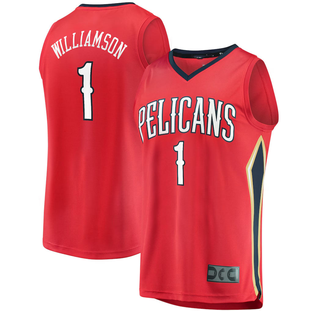 Yuxns NO.Pelicans #1 Zion Williamson Red Replica Fast Break Stitched Jerseys- Statement Edition