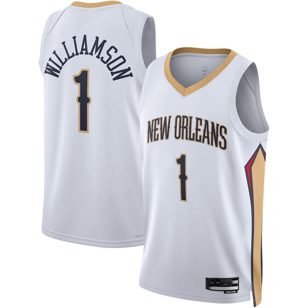 Yuxns NO.Pelicans #1 Zion Williamson White Swingman Stitched Jerseys- Association Edition
