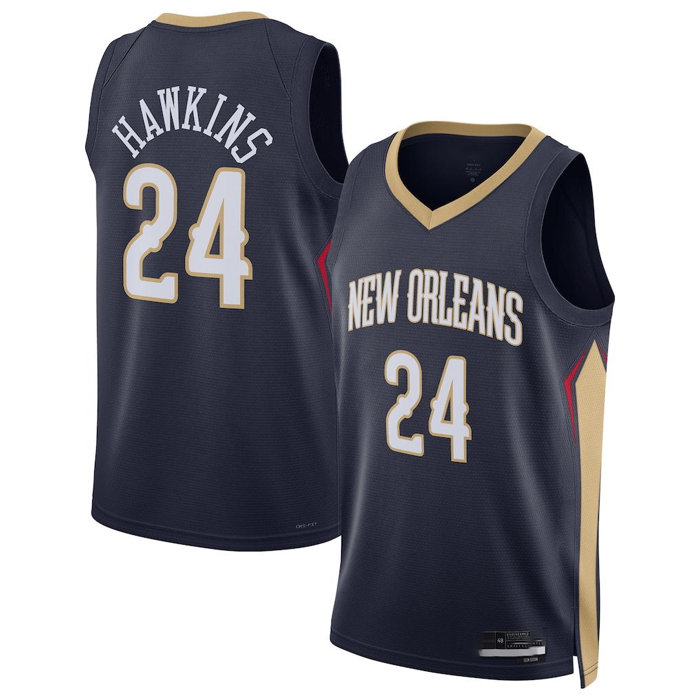Yuxns NO.Pelicans #24 Jordan Hawkins Navy Swingman Stitched Jerseys- Icon Edition