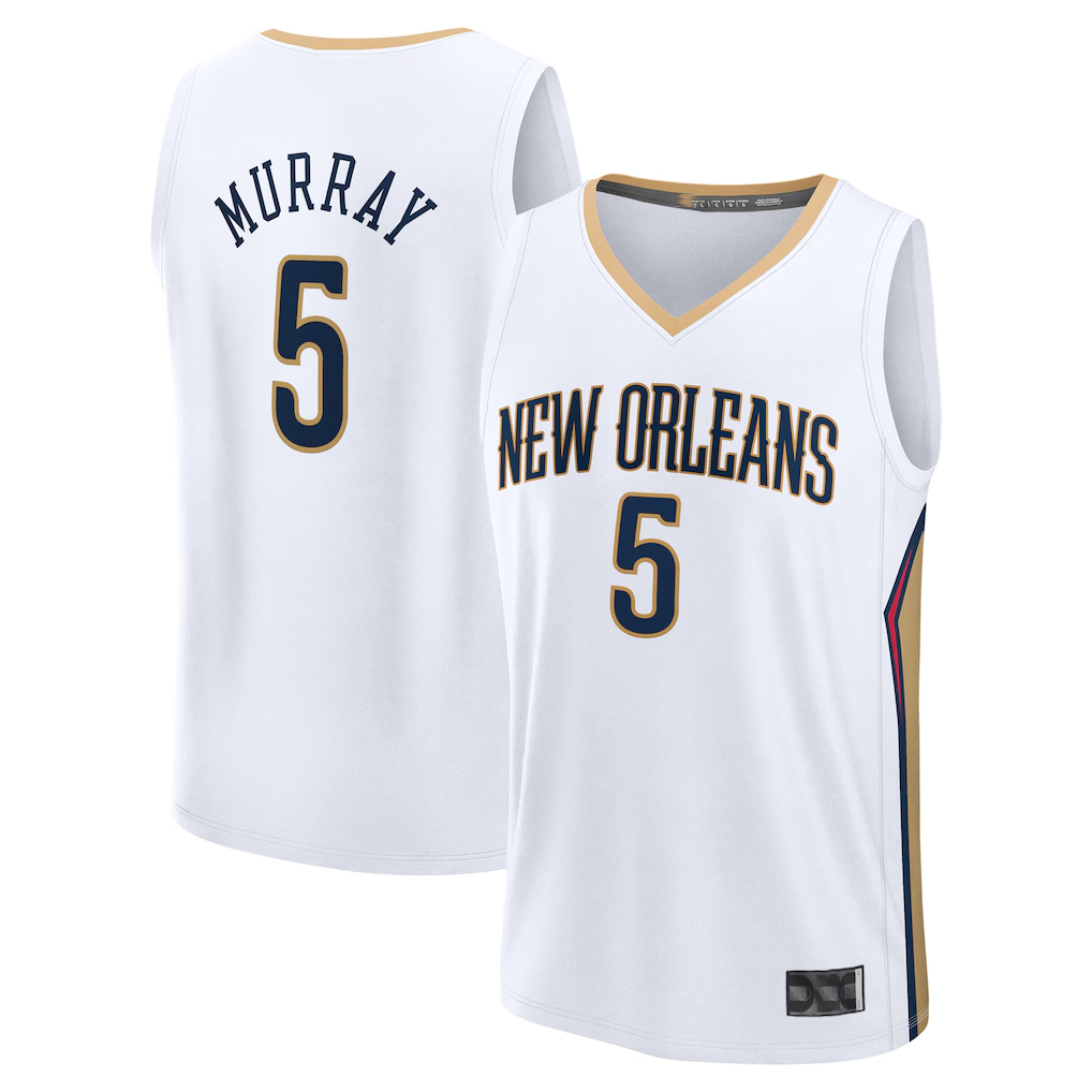 Yuxns NO.Pelicans #5 Dejounte Murray White Fast Break Replica Player Stitched Jerseys- Association Edition