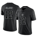 Yuxns NO.Saints #12 Chris Olave Player Black Limited Reflective Home Game Stitched Jerseys