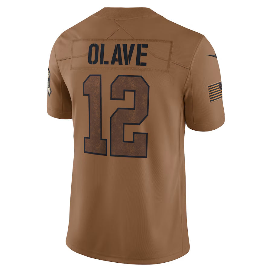 Rced NO.Saints #12 Chris Olave Player Brown Salute To Service Limited Stitched Jerseys