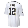 Yuxns NO.Saints #12 Chris Olave Player White Home Game Stitched Jerseys