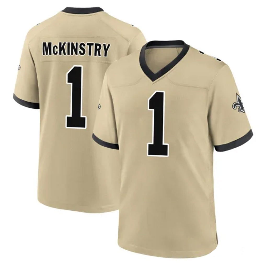Yuxns NO.Saints #1 Kool-Aid McKinstry Player Gold Home Game Stitched Jerseys