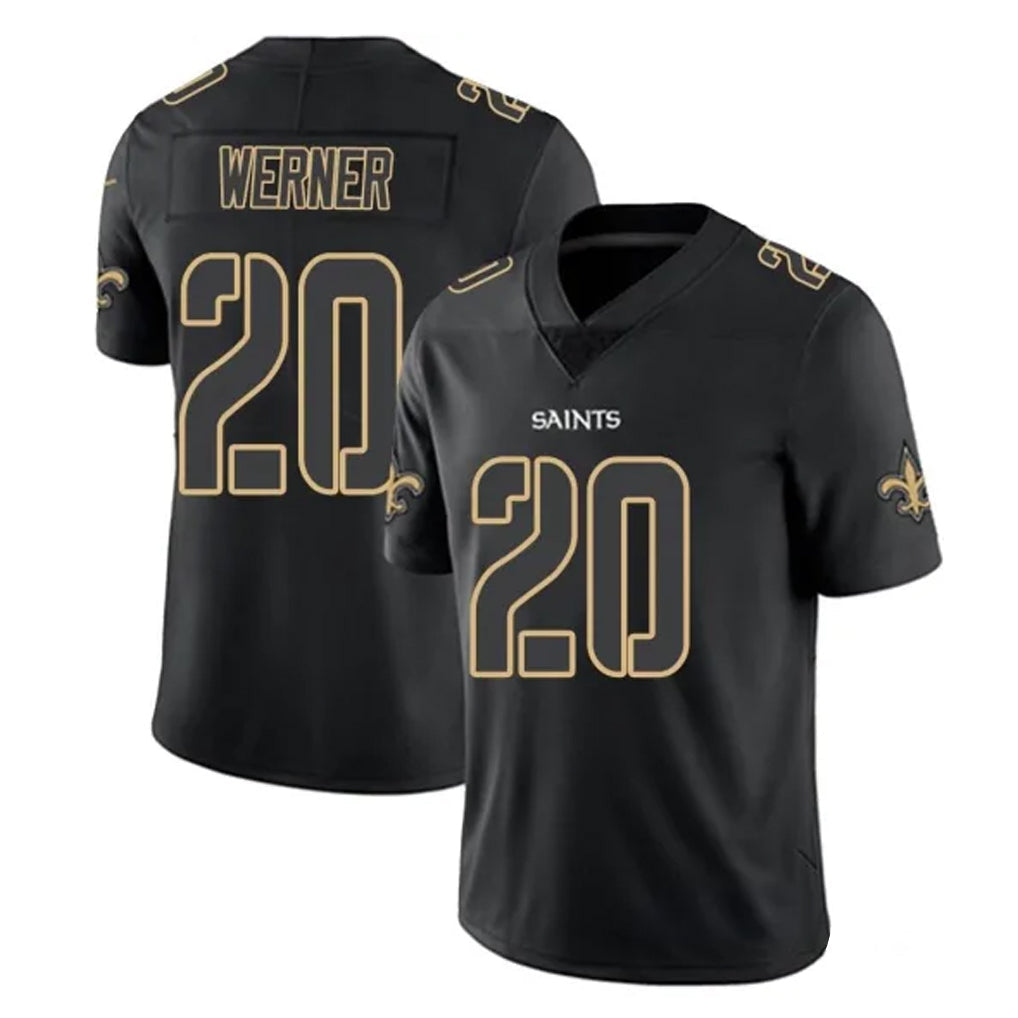 Yuxns NO.Saints #20 Pete Werner Player Black Impact Limited Home Game Stitched Jerseys