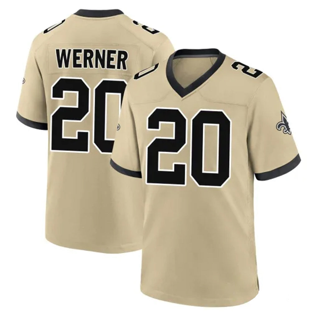 Yuxns NO.Saints #20 Pete Werner Player Gold Home Game Stitched Jerseys