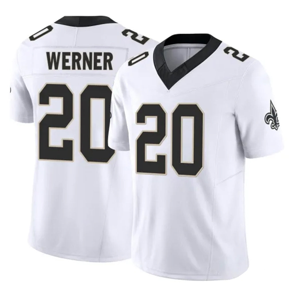 Yuxns NO.Saints #20 Pete Werner Player White Limited Vapor F.U.S.E. Home Game Stitched Jerseys