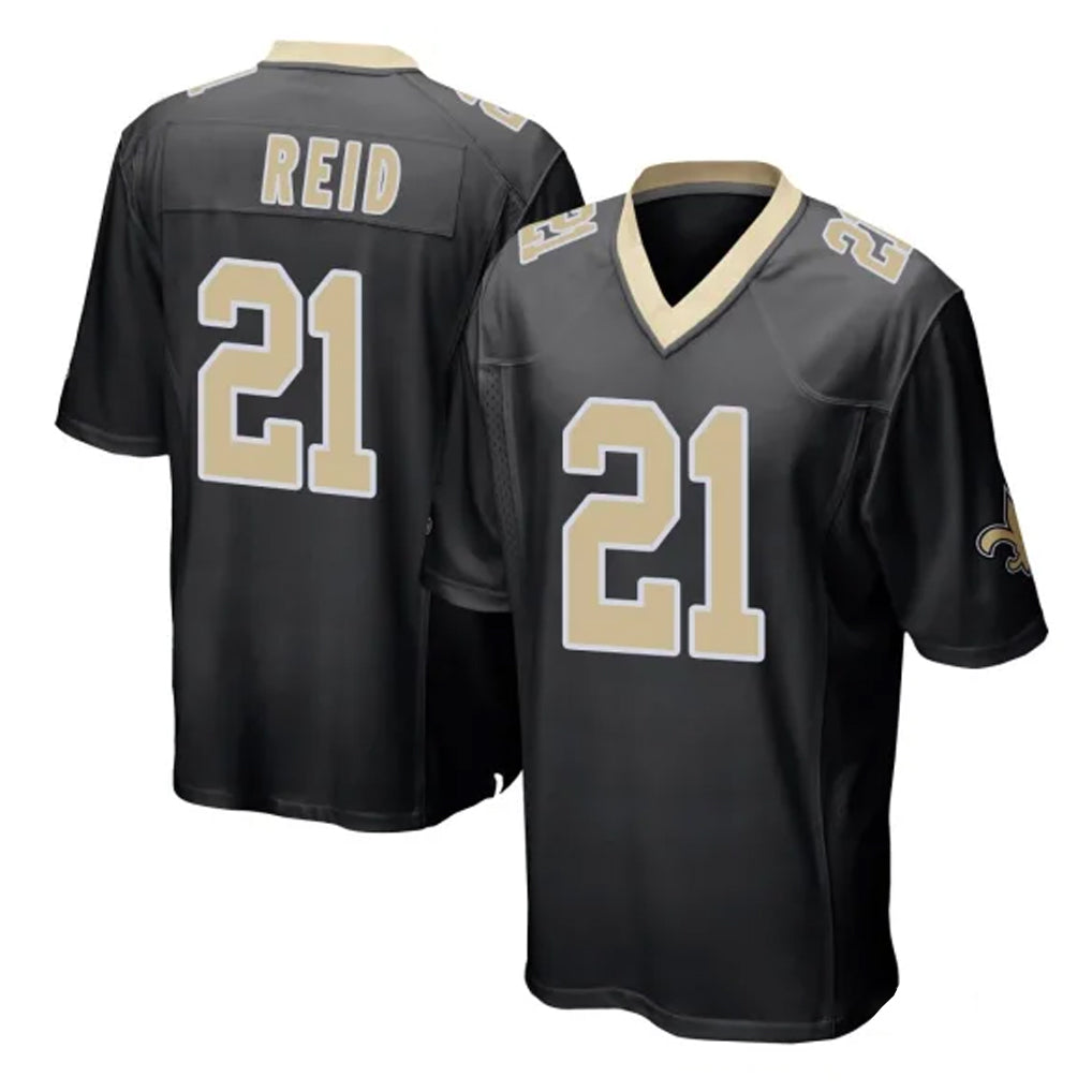 Yuxns NO.Saints #21 Justin Reid Player Black Home Game Stitched Jerseys