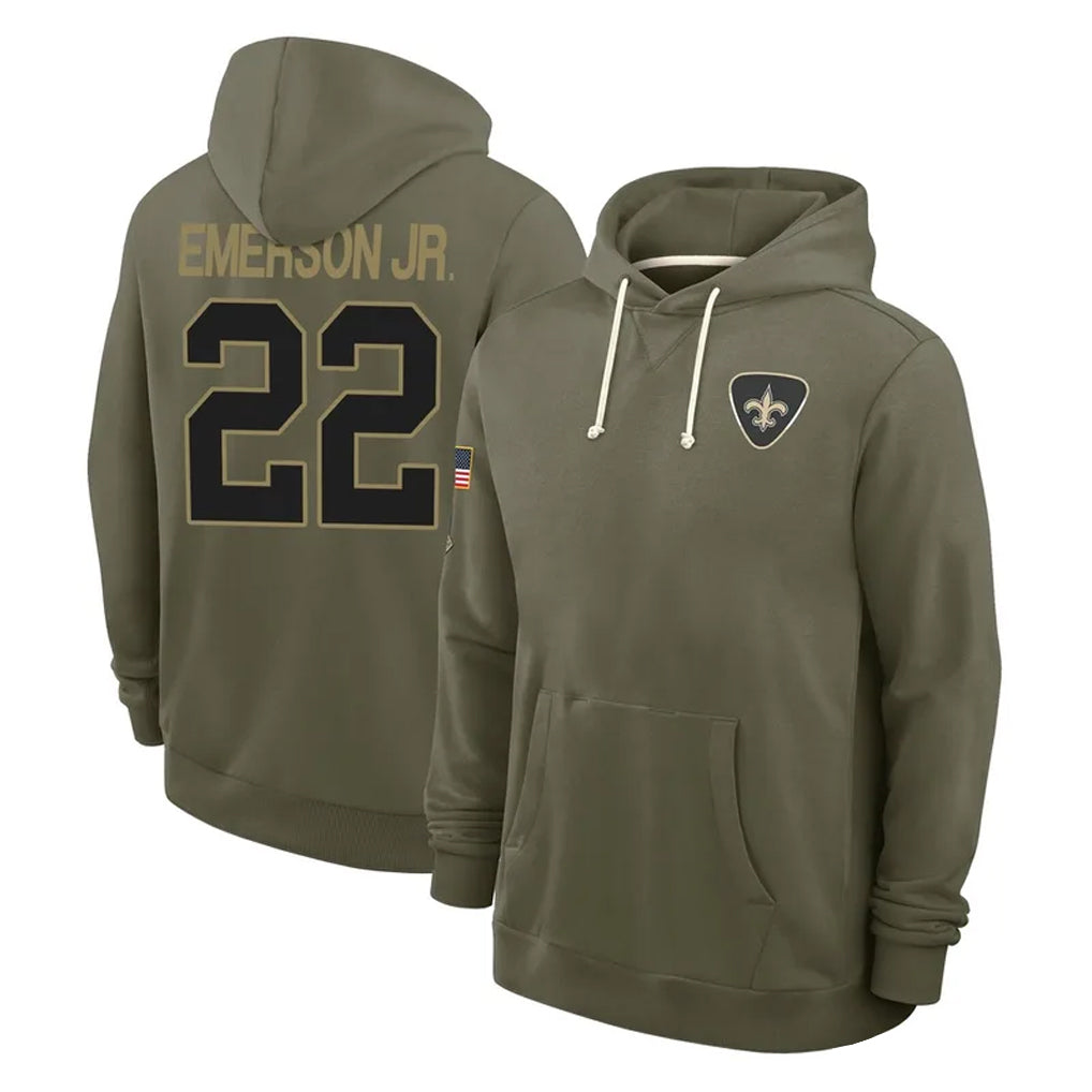 Yuxns NO.Saints #22 Martin Emerson Jr. Player Olive Salute to Service Pullover Hoodies Limited Stitched Jerseys