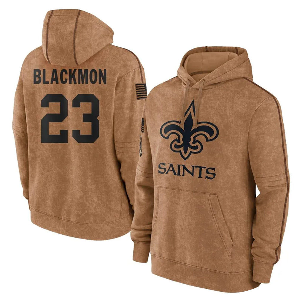 Yuxns NO.Saints #23 Julian Blackmon Player Brown Salute to Service Pullover Hoodies Limited Game Stitched Jerseys