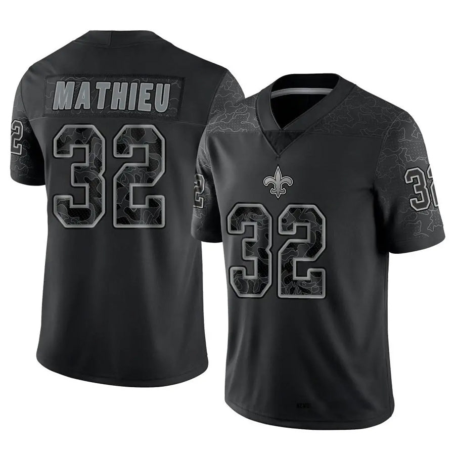 Rced NO.Saints #32 Tyrann Mathieu Player Black RFLCTV Limited Stitched Jerseys