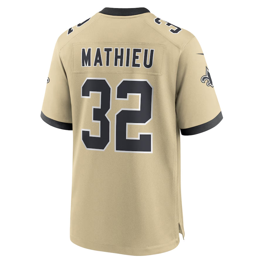 Rced NO.Saints #32 Tyrann Mathieu Player Gold Alternate Game Stitched Jerseys