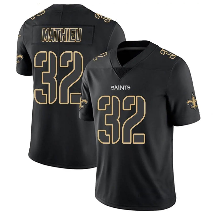 Rced NO.Saints #32 Tyrann Mathieu Player Limited Black Impact Stitched Jerseys