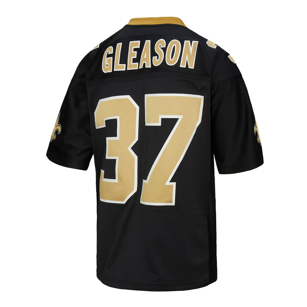 Yuxns NO.Saints #37 Steve Gleason Mitchell & Ness Black Legacy Replica Stitched Jerseys