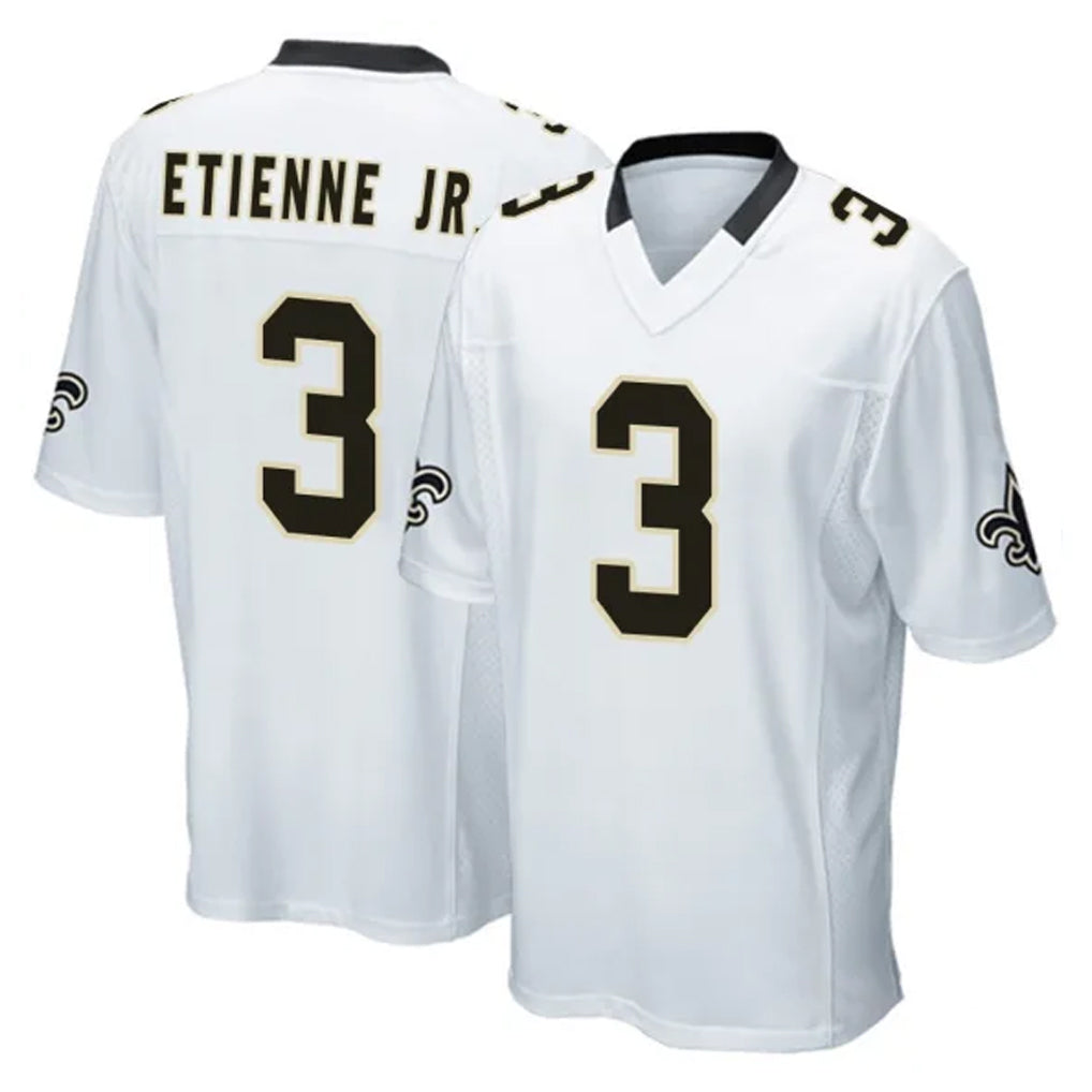 Yuxns NO.Saints #3 Travis Etienne Jr. Player White Home Game Stitched Jerseys