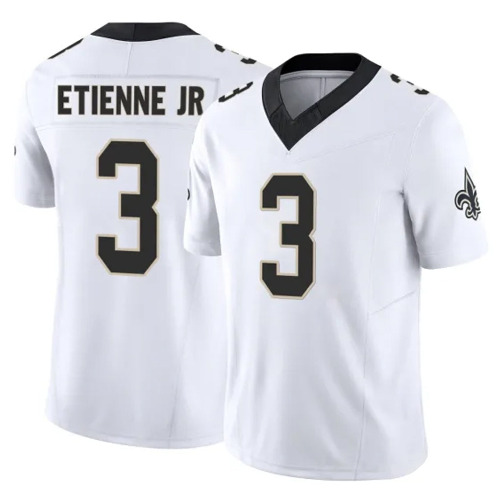 Yuxns NO.Saints #3 Travis Etienne Jr. Player White Limited Vapor F.U.S.E. Home Game Stitched Jerseys