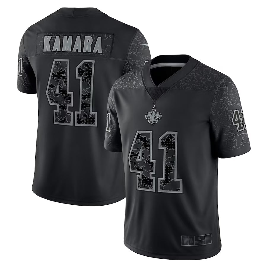 Rced NO.Saints #41 Alvin Kamara Player Black RFLCTV Limited Stitched Jerseys