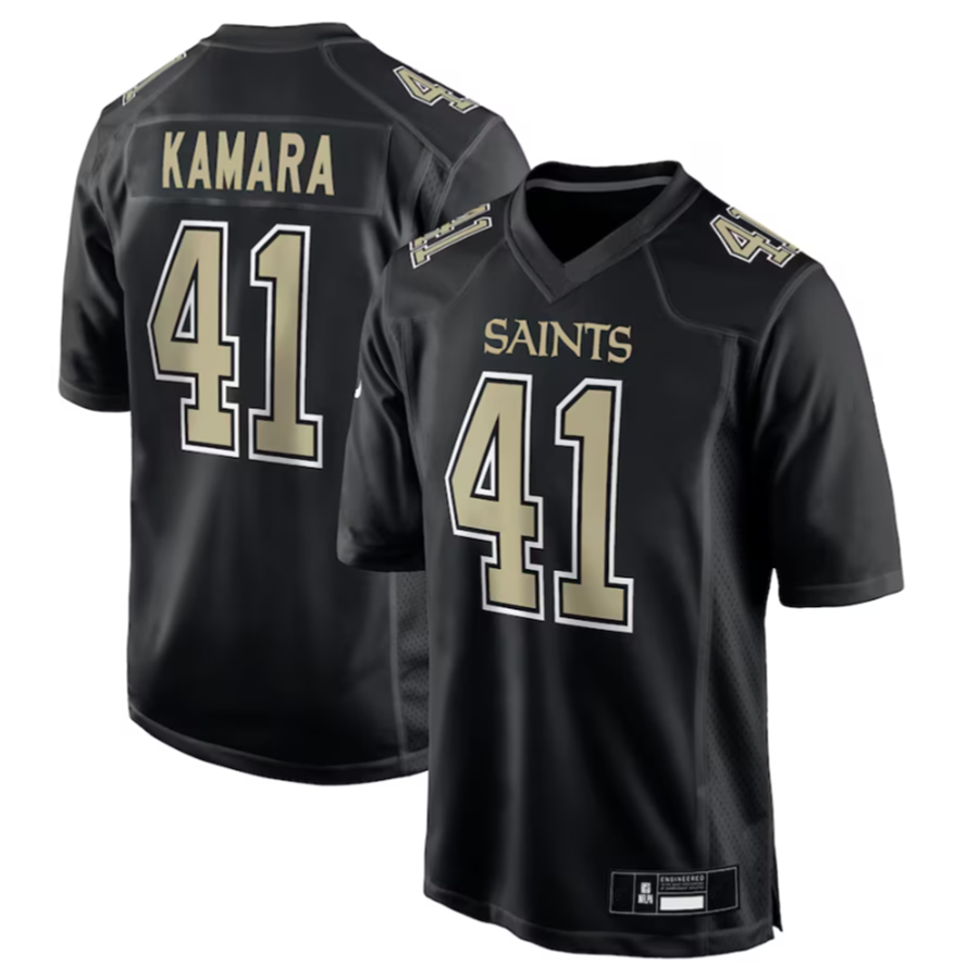 Rced NO.Saints #41 Alvin Kamara Player Carbon Black Fashion Game Stitched Jerseys
