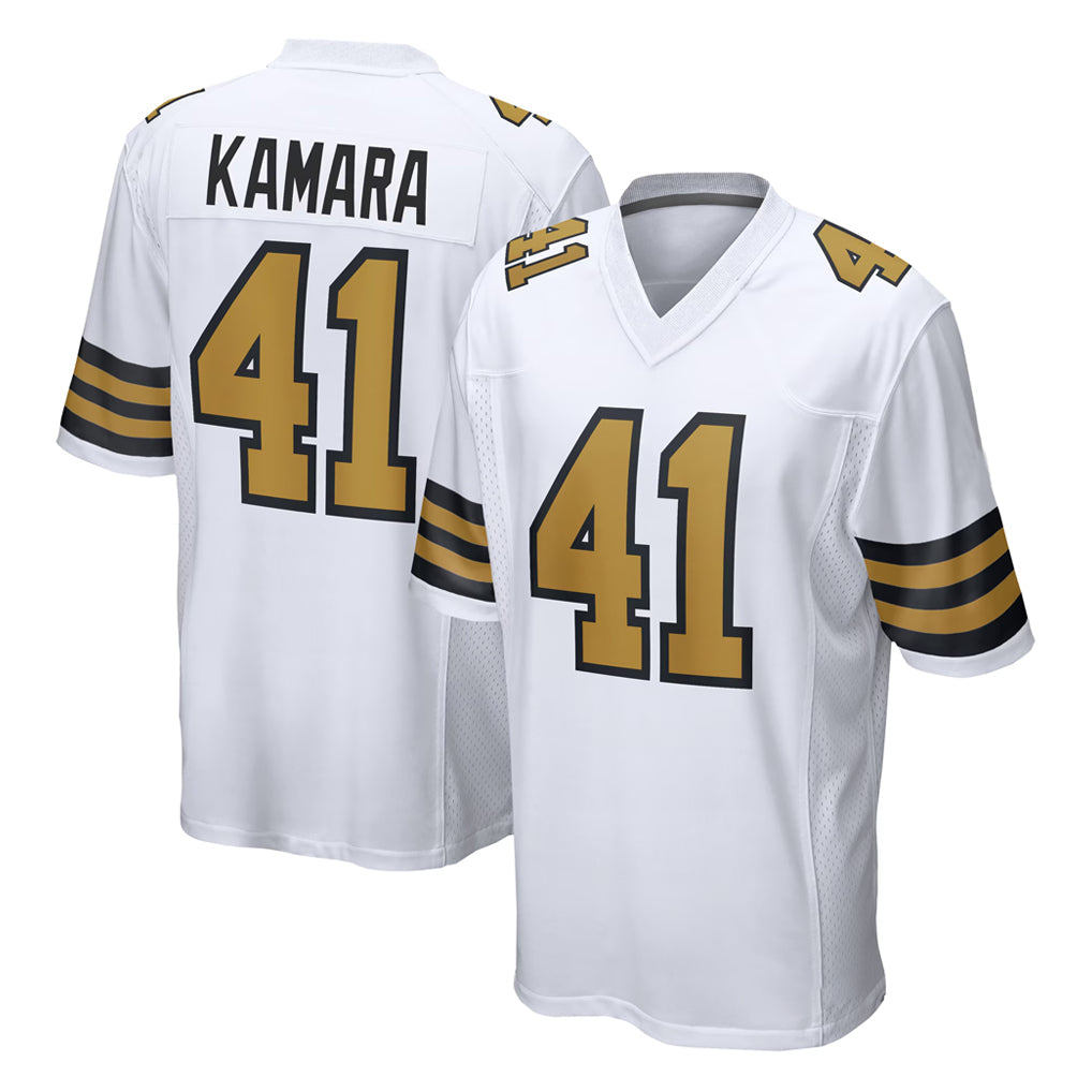 Yuxns NO.Saints #41 Alvin Kamara Player White Alternate Home Game Stitched Jerseys