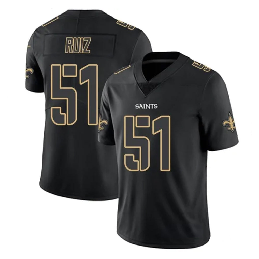 Yuxns NO.Saints #51 Cesar Ruiz Player Black Impact Limited Home Game Stitched Jerseys