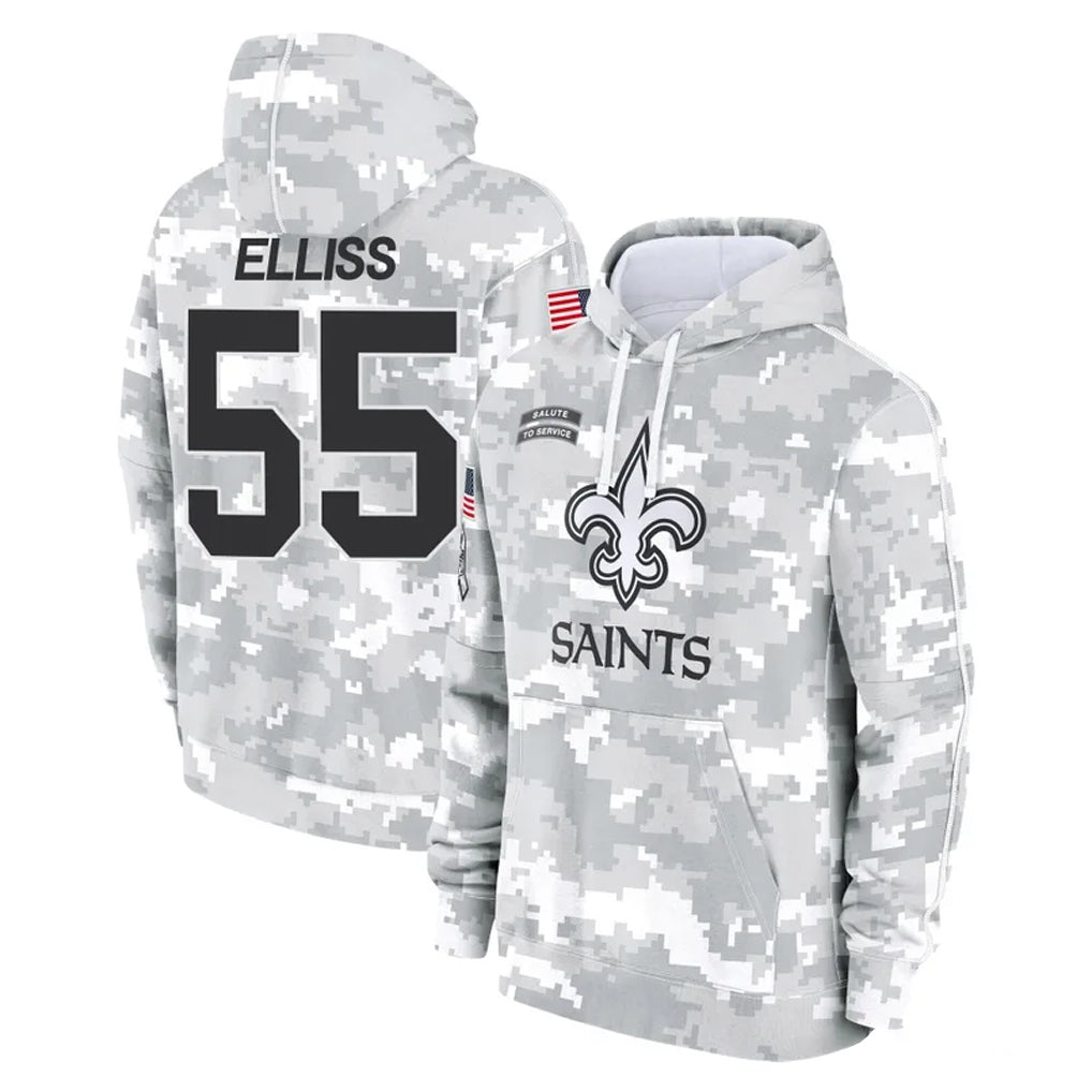 Yuxns NO.Saints #55 Kaden Elliss Player Arctic Camo Salute to Service Pullover Hoodies Limited Game Stitched Jerseys