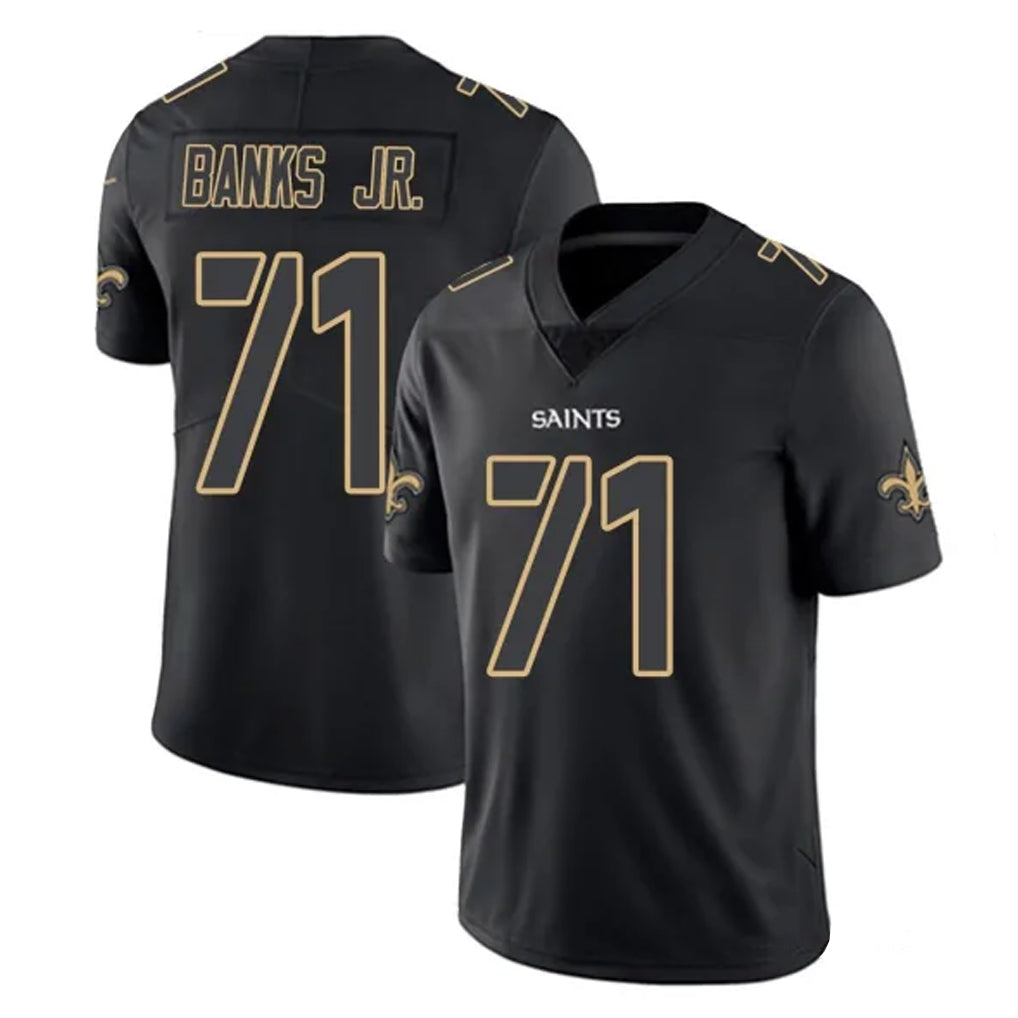 Yuxns NO.Saints #71 Kelvin Banks Jr. Player Black Impact Limited Home Game Stitched Jerseys